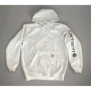 Carhartt Hoodie Sweatshirt Mens Medium TS0288 Ivory Cream Loose Fit Graphic